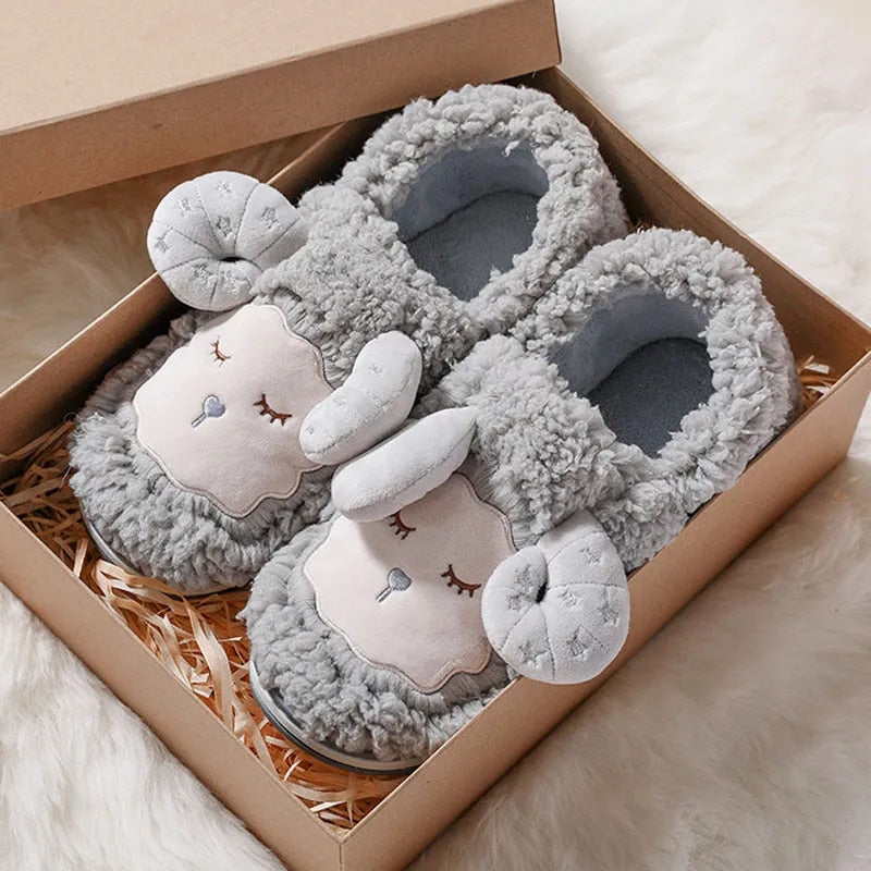 Kawaii Plush Goat Sheep Slippers