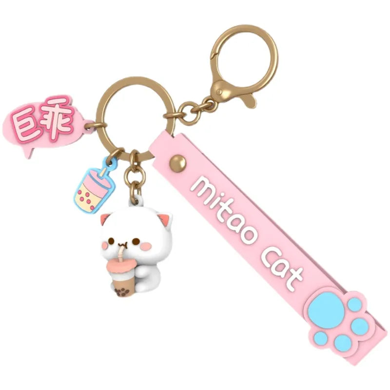 Kawaii Mitao Cartoon Cat Figurine Key-ring Key-chain