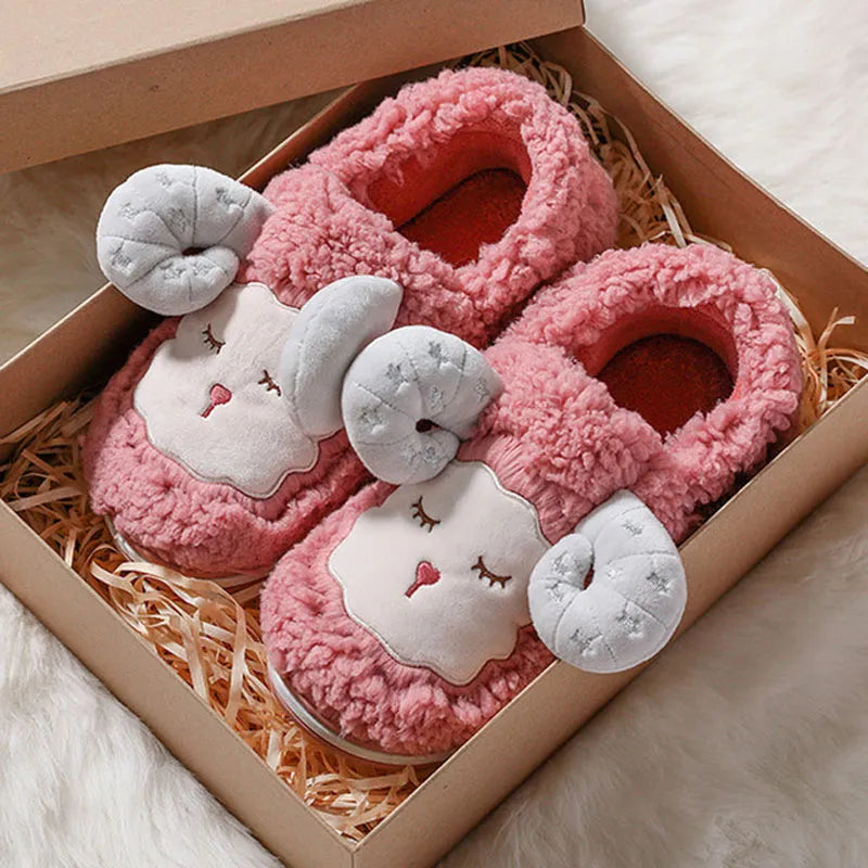 Kawaii Plush Goat Sheep Slippers