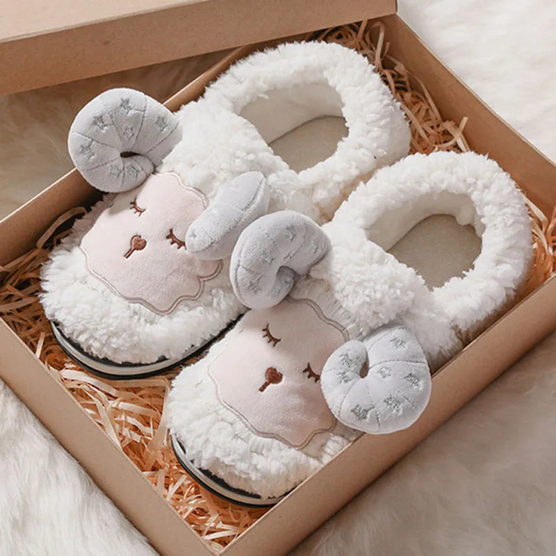 Kawaii Plush Goat Sheep Slippers