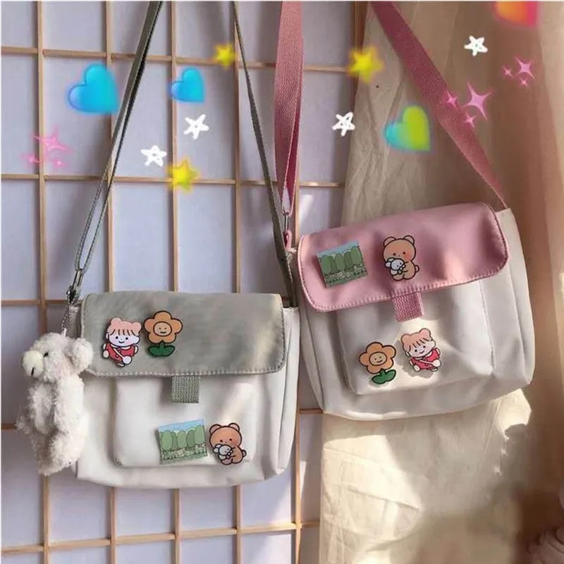 Hand-sewn Kawaii Printed Canvas Jute / Tote Bag