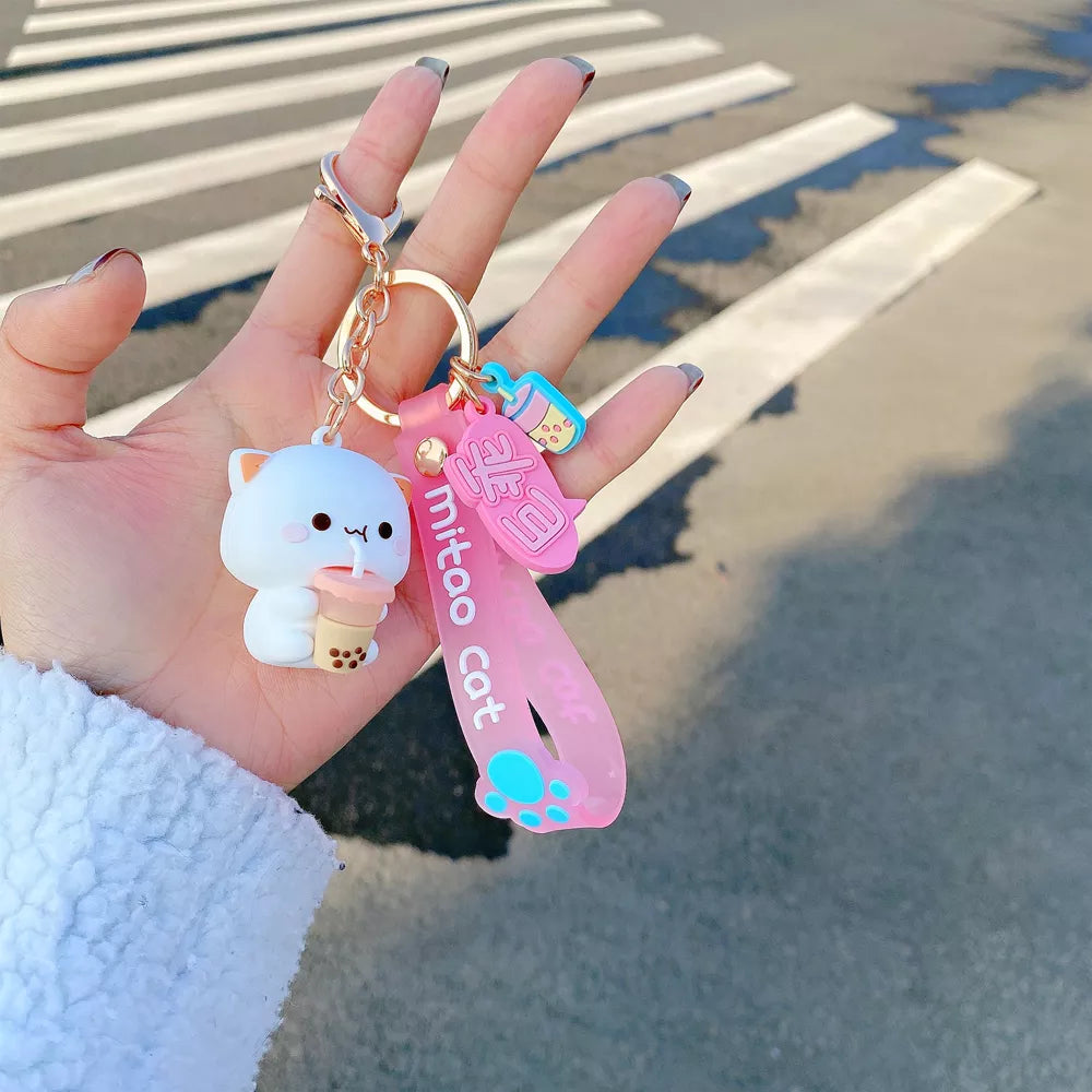 Kawaii Mitao Cartoon Cat Figurine Key-ring Key-chain